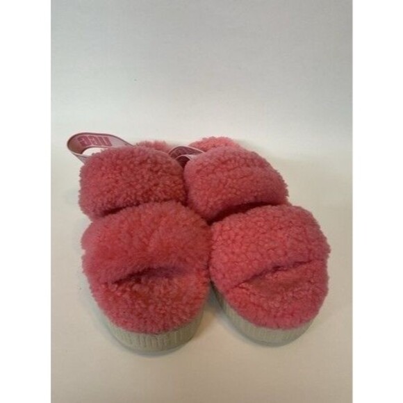 UGG Oh Fluffita Pink/Rose Shearling Platform Slide Sleeper Sandal Women Size 10 - Picture 13 of 14